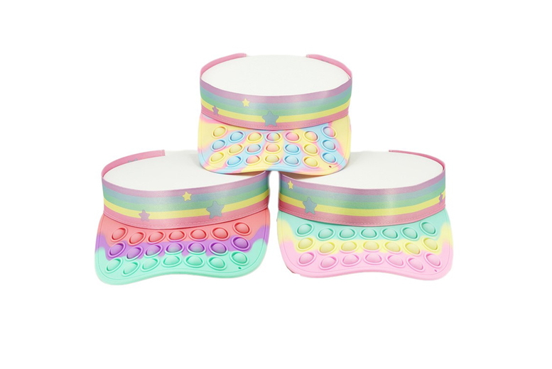 Unisex Black Fidget Pop Sensory Sun Visor Hat – Adjustable, Kids & Adults, 3 Styles | Wowcher