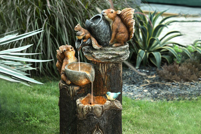 Resin Animal Family Garden Water Fountain Ornament – Weather-Resistant Outdoor Décor Sculpture | Wowcher
