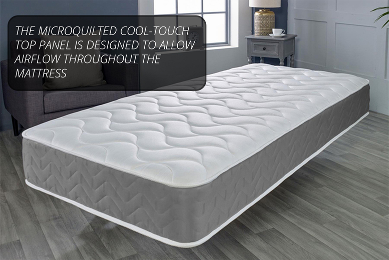 Memory Foam Hybrid Sprung Mattress, 4ft Small double, Grey | Wowcher