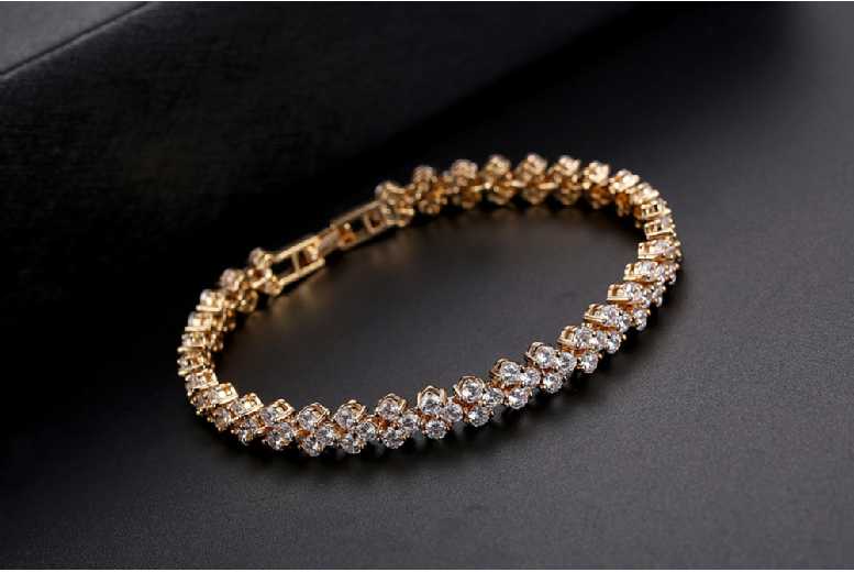 Gold-Plated Tennis Bracelet with CZ Crystals - Hypoallergenic, Gift-Ready | Wowcher