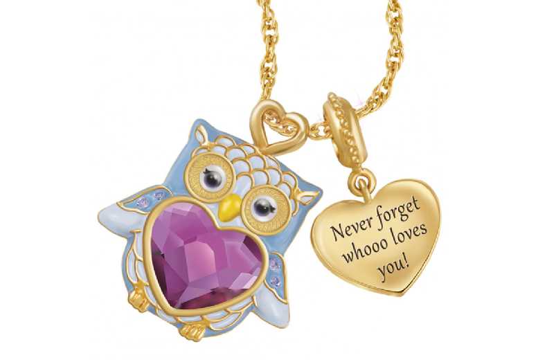 Charming Owl Pink Crystal Pendant Necklace | Wowcher
