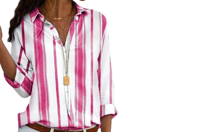 Unisex UK SIZE 10 / RED: A loose v-neck striped shirt | Wowcher