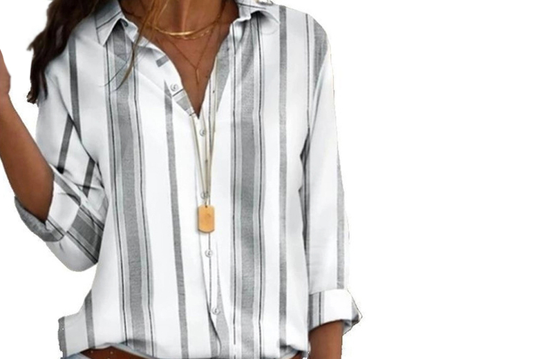 Unisex UK SIZE 10 / GREY: A loose v-neck striped shirt | Wowcher