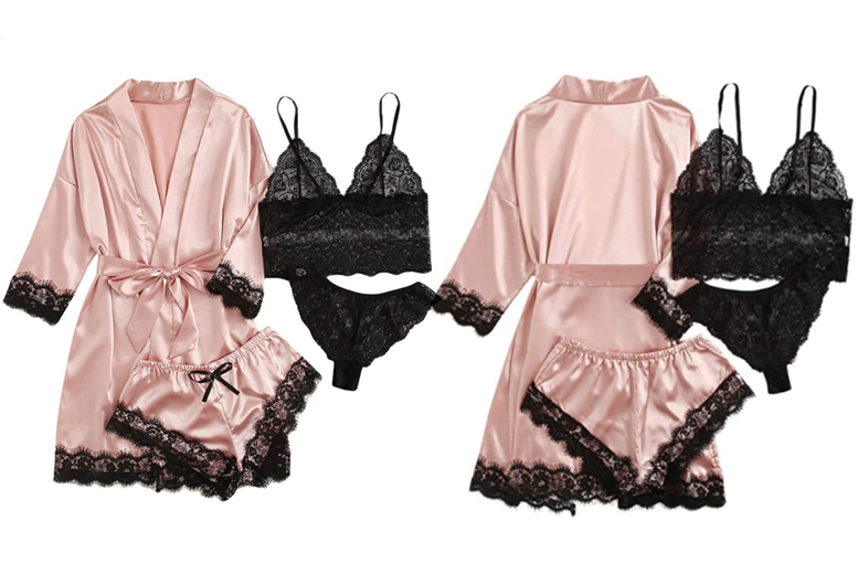 Unisex Green 4-Piece Lightweight Camisole Pyjama Set – Breathable Summer Loungewear | Wowcher