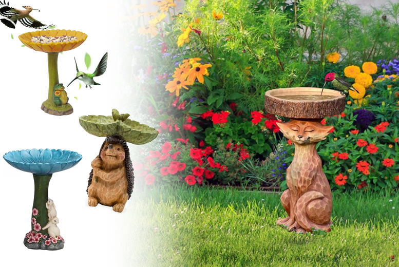 Animal Garden Birdbath – Fox, Hedgehog, Rabbit or Frog! Deal Price £14.99
