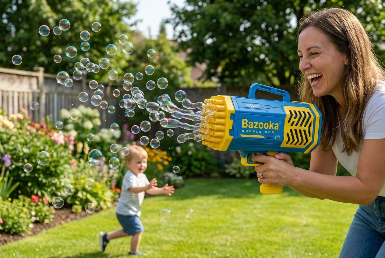Bazooka Electric Bubble Machine Gun for Kids - Garden Fun Toy | Wowcher