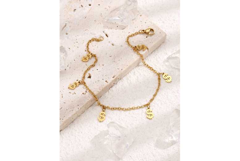 Golden Dollar Charms Anklet & Bracelet Duo | Wowcher Golden Dollar Charms Anklet & Bracelet Duo | Wowcher