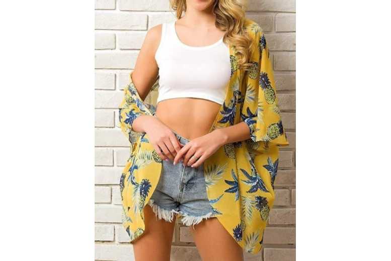 Women’s Stunning Floral Beach Kaftan – Sunlit Yellow | Wowcher