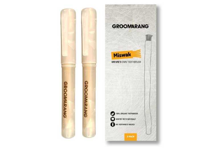 Groomarang Miswak Manual Toothbrush Duo – Natural Whitening, Gum Care, Travel Toothbrushes | Wowcher
