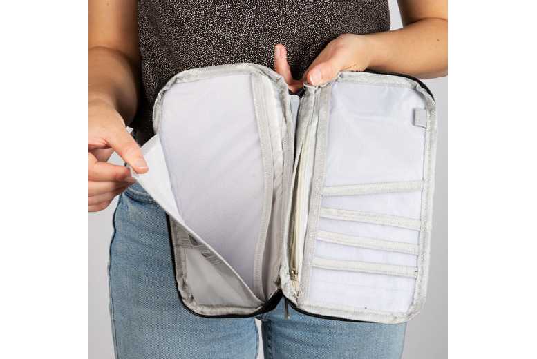 Sleek Black Canvas Storage Ottoman – Multi-Compartment, Compact Living Room Organiser | Wowcher