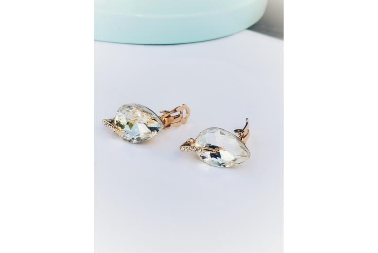 Dazzling Crystal Leaf Clip-On Earrings | Wowcher