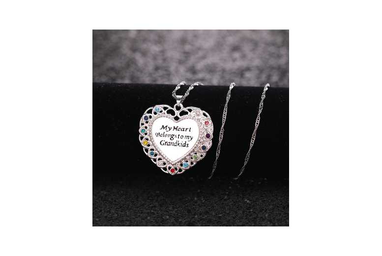 Vibrant Crystal Grandkids Necklace – A Heartfelt Tribute | Wowcher