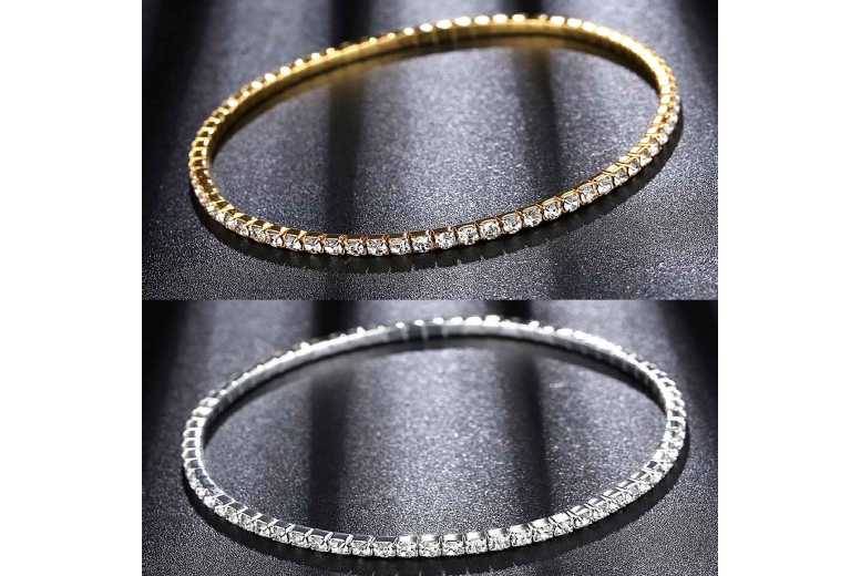 Crystal Zirconia Adjustable Anklet – Gold & Silver Plated, Versatile Boho Bracelet for Everyday & Beachwear | Wowcher