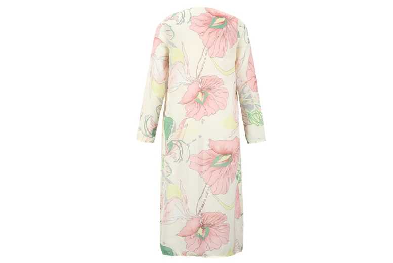 Women’s Black Breathable Chiffon Long Floral Beach Cover-Up – Versatile Summer Kaftan Dress | Wowcher