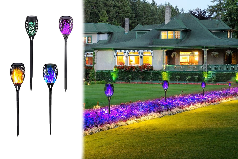Solar LED Flickering Flame Torch Lights at LivingSocial