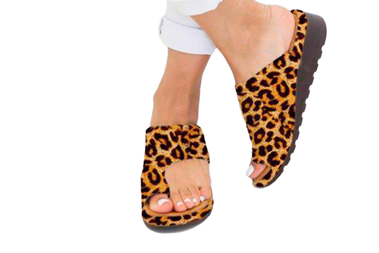 Black Women’s PU Leather Bunion Support Slip-On Sandals – Ergonomic Comfort & Versatile Style | Wowcher