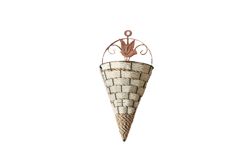 Metal Hanging Wall Flower Basket – Cone Planter for Small Plants (Indoor/Outdoor, 10″) | Wowcher