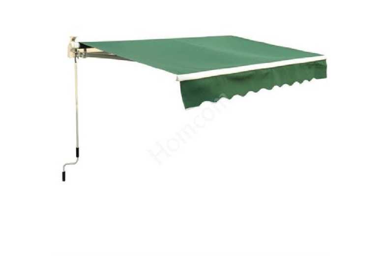 Outsunny Manual Retractable Awning, size (4m x3m)-Green Outsunny Manual Retractable Awning, size (4m x3m)-Green