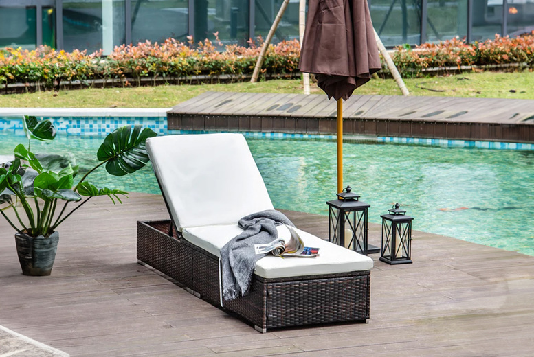 Outsunny Rattan Reclining Sun Lounger with Cushions – Adjustable, Weather-Resistant, Modern Garden Furniture | Wowcher Outsunny Rattan Reclining Sun Lounger with Cushions – Adjustable, Weather-Resistant, Modern Garden Furniture | Wowcher