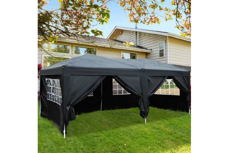 Outsunny Heavy Duty Water Resistant Pop Up Gazebo-Black Outsunny Heavy Duty Water Resistant Pop Up Gazebo-Black