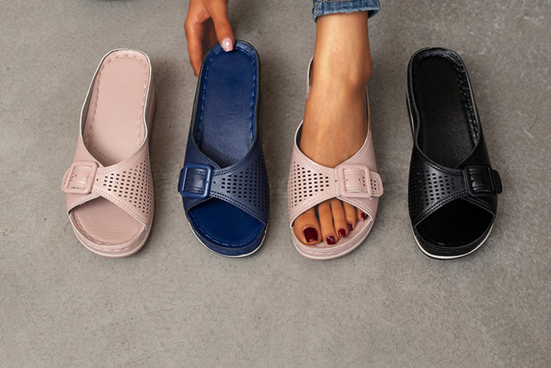 Women’s Low Wedge Sandals – Pink, Navy or Black