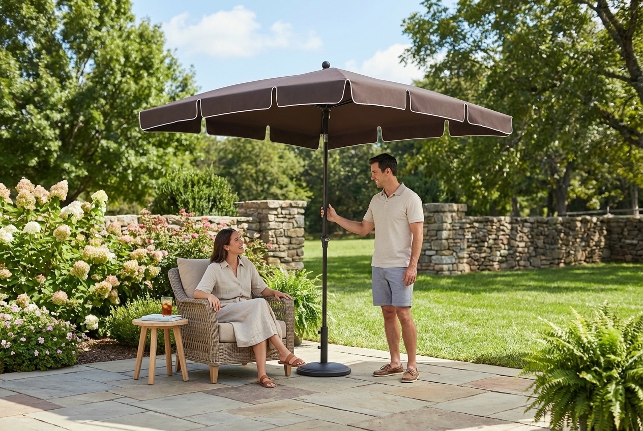 Outsunny Aluminium Garden Parasol - Weather-Resistant, Space-Saving Shade | Wowcher