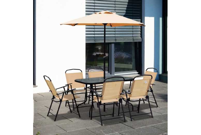 259.8 instead of 319.99 for a Outsunny 8 Pcs Dining Set W/Umbrella - save up to 19%