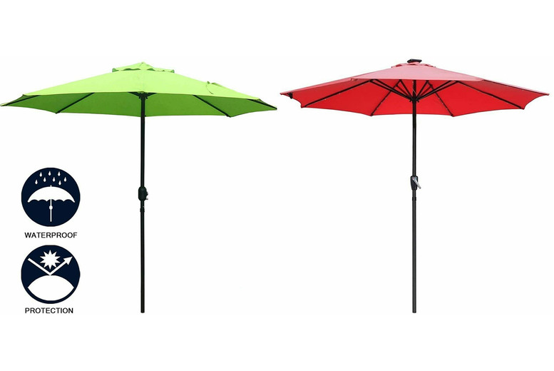 9ft LED Garden Parasol – Red or Green! Deal Price £39.99