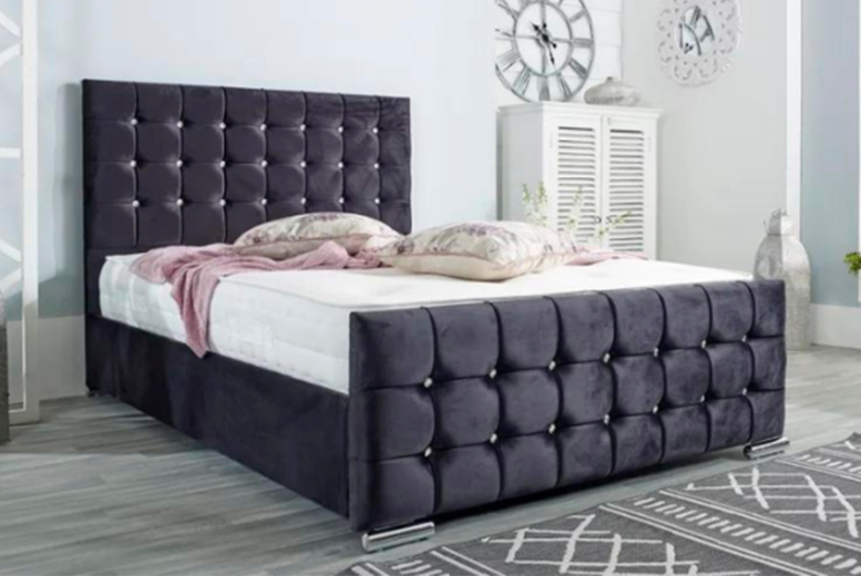 Black Luxury Upholstered Bed Frame Deal Price £99.00