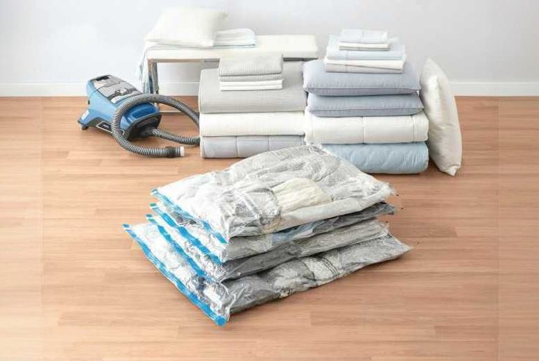 Heavy-Duty Plastic Vacuum Storage Bags – 4-Piece Space-Saving Set, Waterproof & Reusable | Wowcher