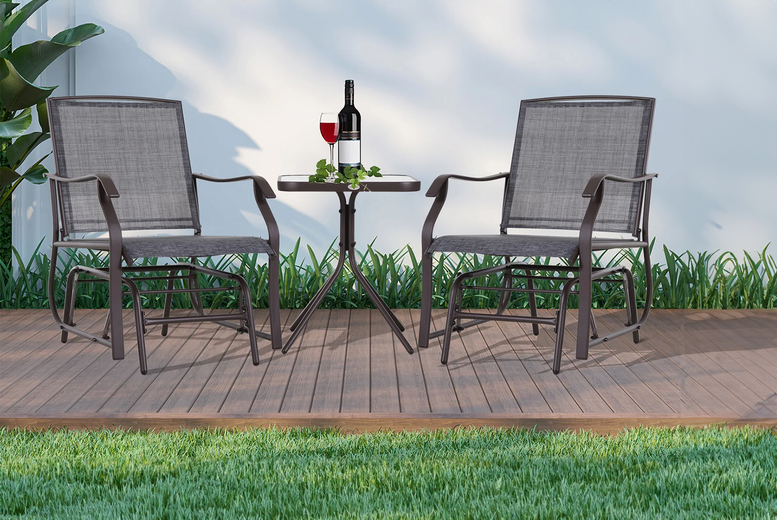 Outsunny Deluxe Glider Rocking Chair Set – Modern Weather-Resistant Comfort