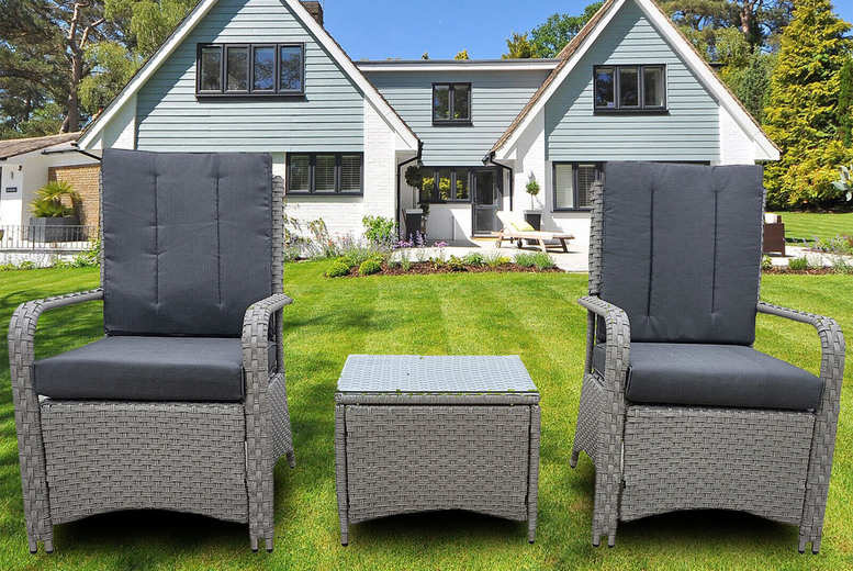 Luxury 3-Piece Rattan Bistro Set with Weatherproof Cover | Wowcher Luxury 3-Piece Rattan Bistro Set with Weatherproof Cover | Wowcher