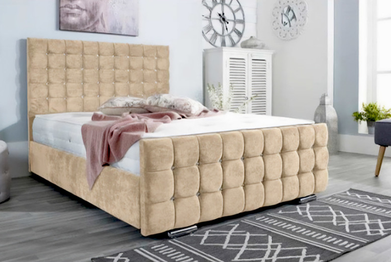 Mink Upholstered Rio Bed w/ Headboard Deal Price £99.00