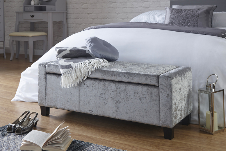 Grey Velvet Ottoman Bench at LivingSocial