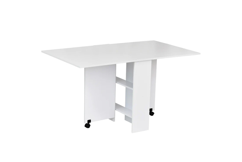 Versatile Mobile Drop Leaf Kitchen Dining Table with Wheels & Storage | Wowcher