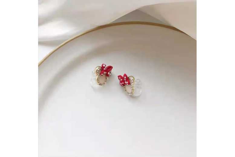 Sterling Silver Minnie Mouse Red Bow Stud Earrings - Hypoallergenic, Lightweight, Disney- | Wowcher