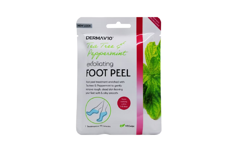 Derma V10 Revitalising Exfoliating Foot Peel with Hemp Seed Oil & Vitamin E – Vegan, For Dry & Cracked Heels, Easy-Use Mask | Wowcher