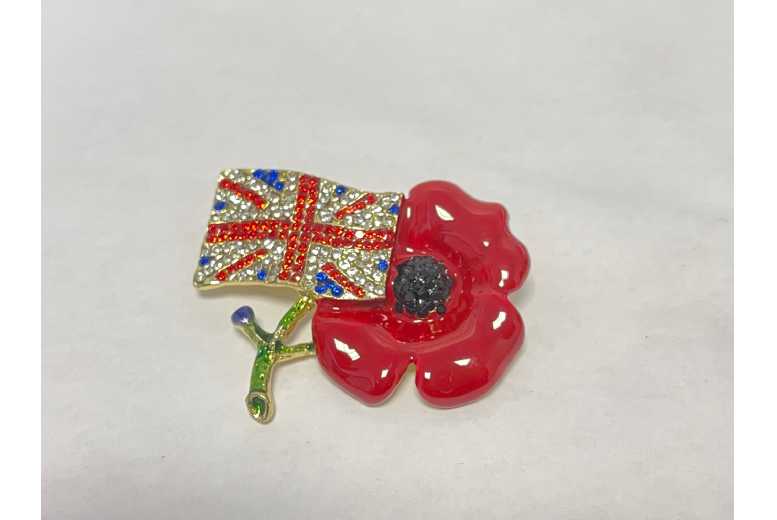 Unisex Red Flower Diamantes UK Flag Pins | Wowcher