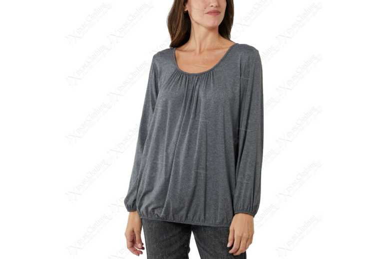 Unisex CHARCOAL - M-L: RUCHED NECK LONG SLEEVE LOOSE FIT TOP from Want Clothing | Wowcher