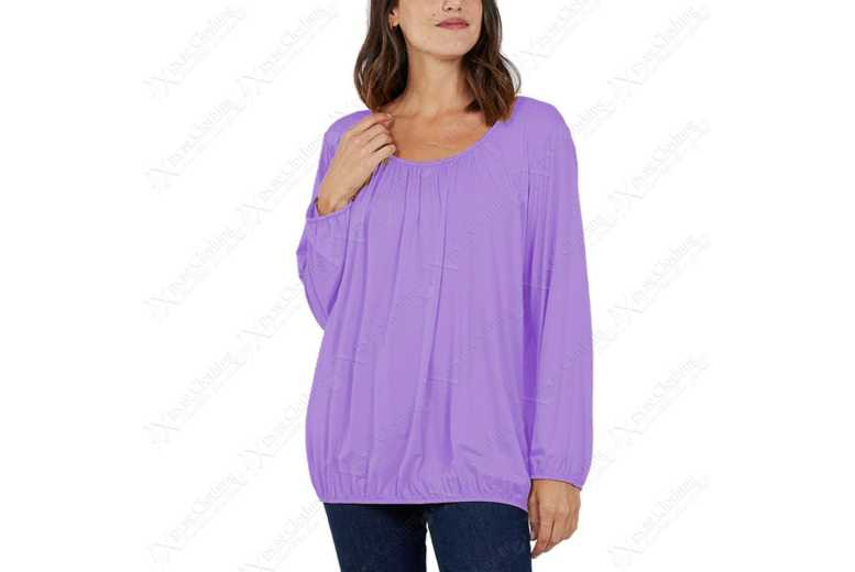 Unisex LILAC - XL-XXL: RUCHED NECK LONG SLEEVE LOOSE FIT TOP from Want Clothing | Wowcher