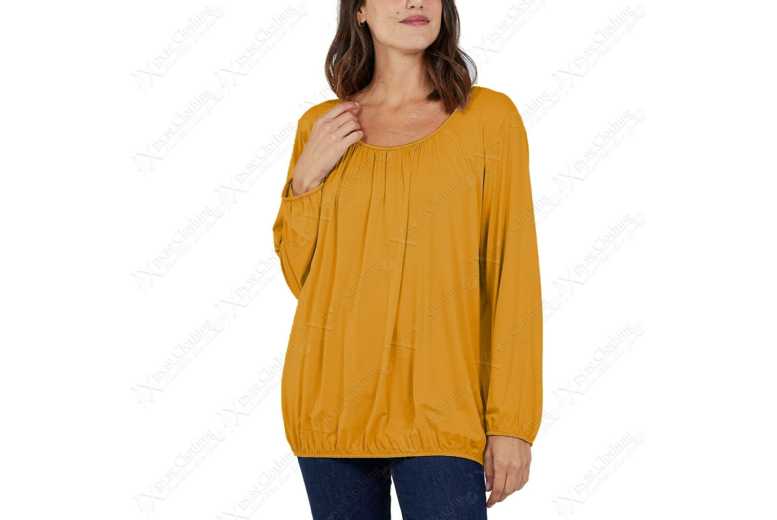 Unisex MUSTARD - XL-XXL: RUCHED NECK LONG SLEEVE LOOSE FIT TOP from Want Clothing | Wowcher