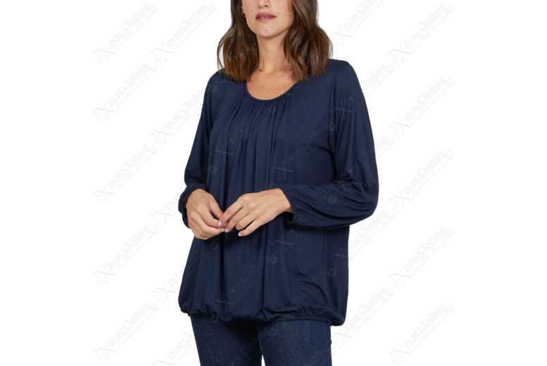 Unisex NAVY - M-L: RUCHED NECK LONG SLEEVE LOOSE FIT TOP from Want Clothing | Wowcher