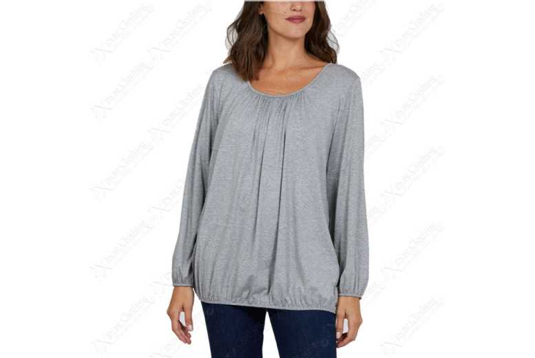 Unisex SILVER GREY - L-XL: RUCHED NECK LONG SLEEVE LOOSE FIT TOP from Want Clothing | Wowcher
