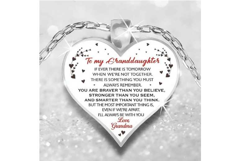 Sterling Silver Heart Pendant Necklace - Engraved 'To My Granddaughter' Keepsake Gift | Wowcher