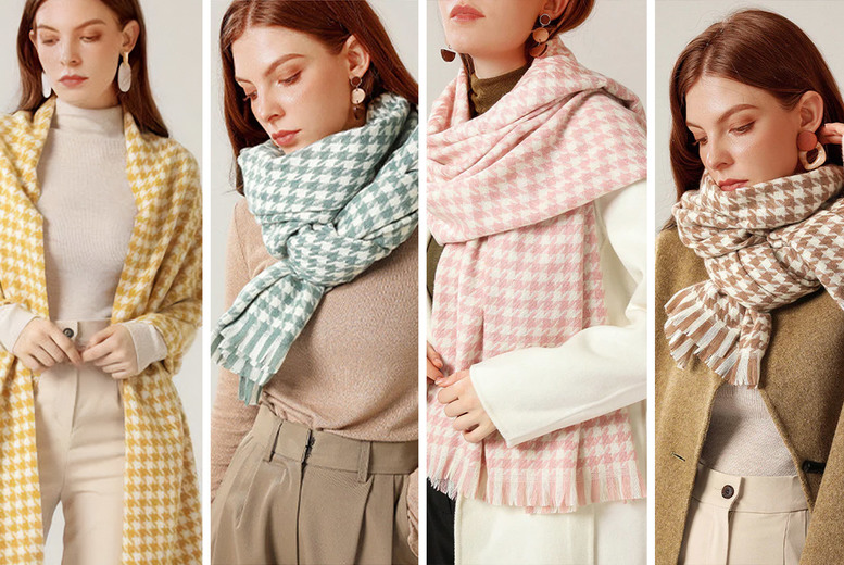 Women’s Houndstooth Winter Scarf – 7 Colours Deal Price £7.99