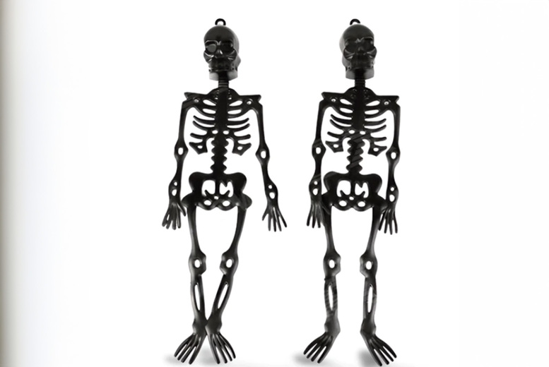 Hanging Skeleton Christmas Tree Decorations – Black, 24cm, Indoor/Outdoor, 2 or 6 Pack | Wowcher