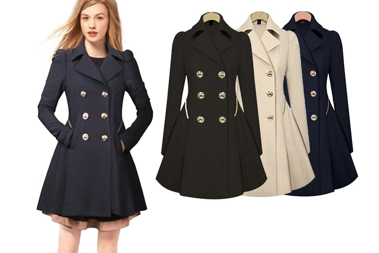 Women’s Pleated Double Breasted Coat Deal Price £24.99