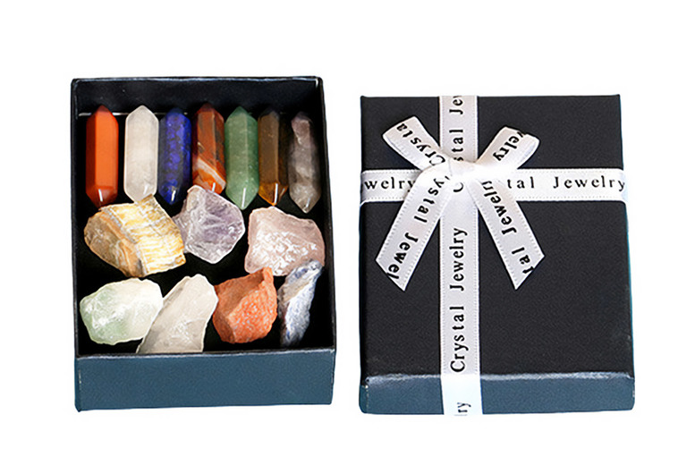 14-Piece Natural Chakra Gemstone Healing Set – Gift Boxed Crystals Collection | Wowcher