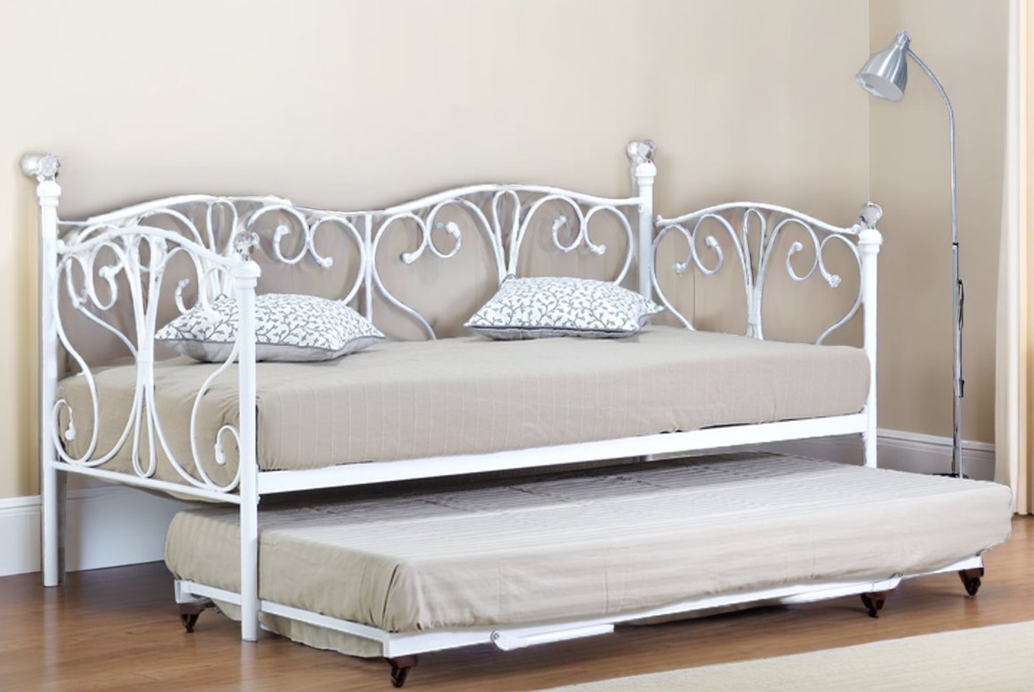 Olivia White Day Bed with Trundle & Mattress | Wowcher Olivia White Day Bed with Trundle & Mattress | Wowcher