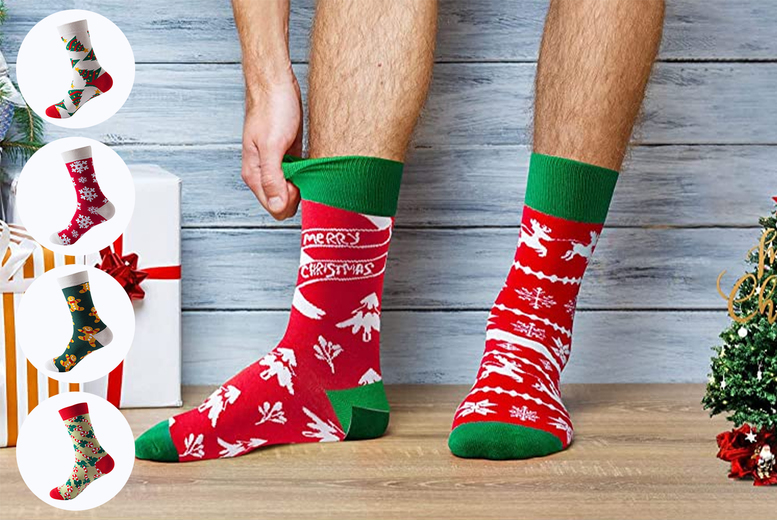 5 Novelty Christmas Pattern Socks Deal Price £12.99